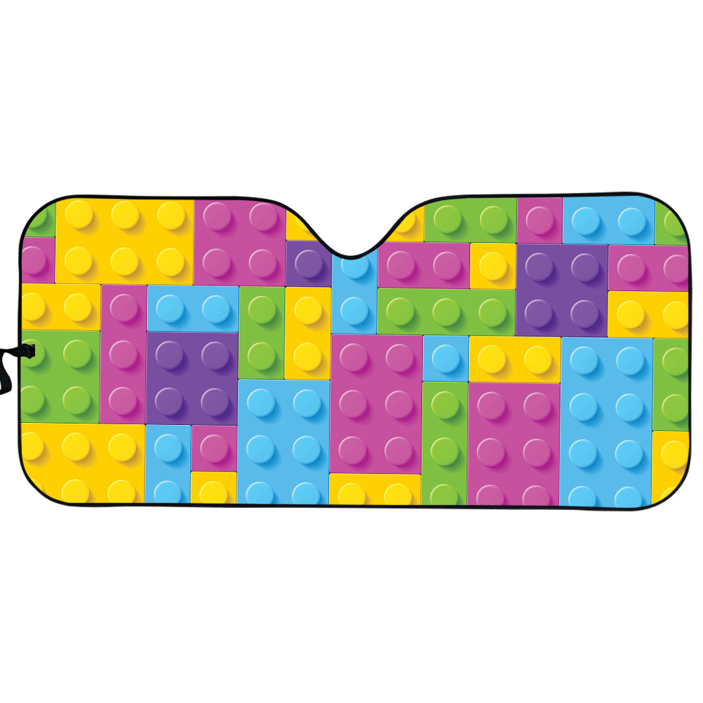 Colorful Building Blocks Pattern Print Car Sun Shade