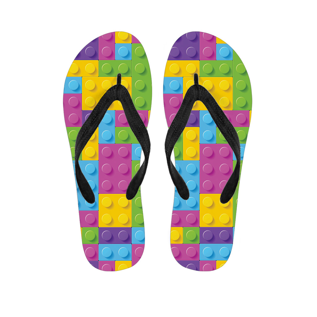 Colorful Building Blocks Pattern Print Flip Flops