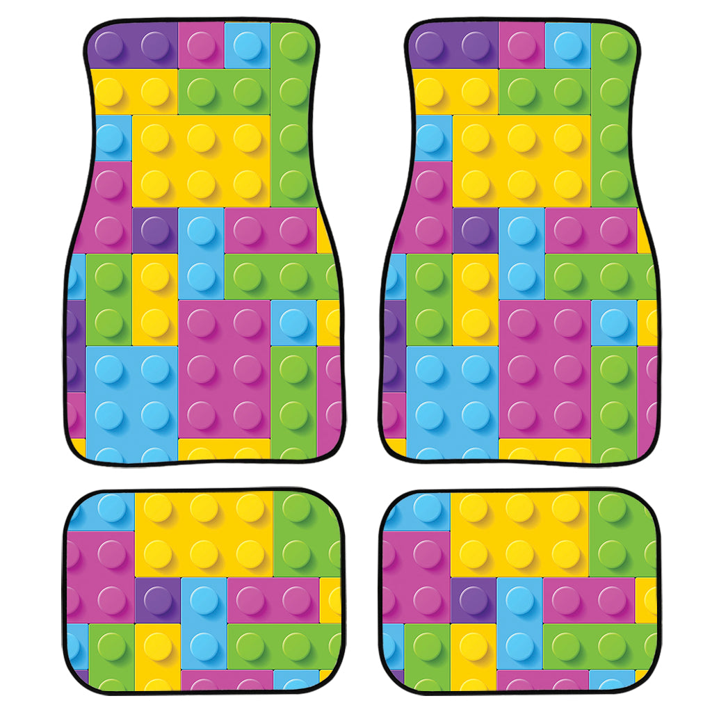 Colorful Building Blocks Pattern Print Front and Back Car Floor Mats