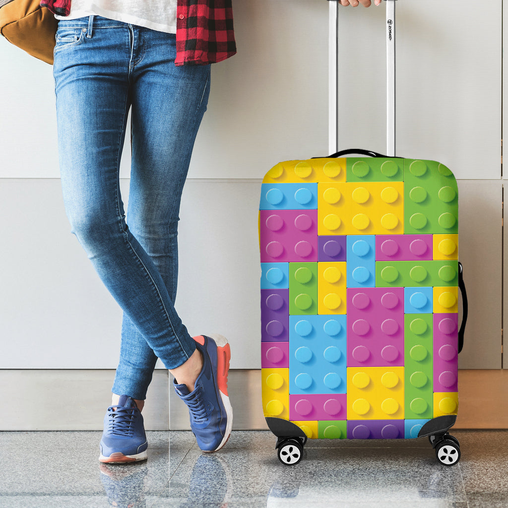 Colorful Building Blocks Pattern Print Luggage Cover