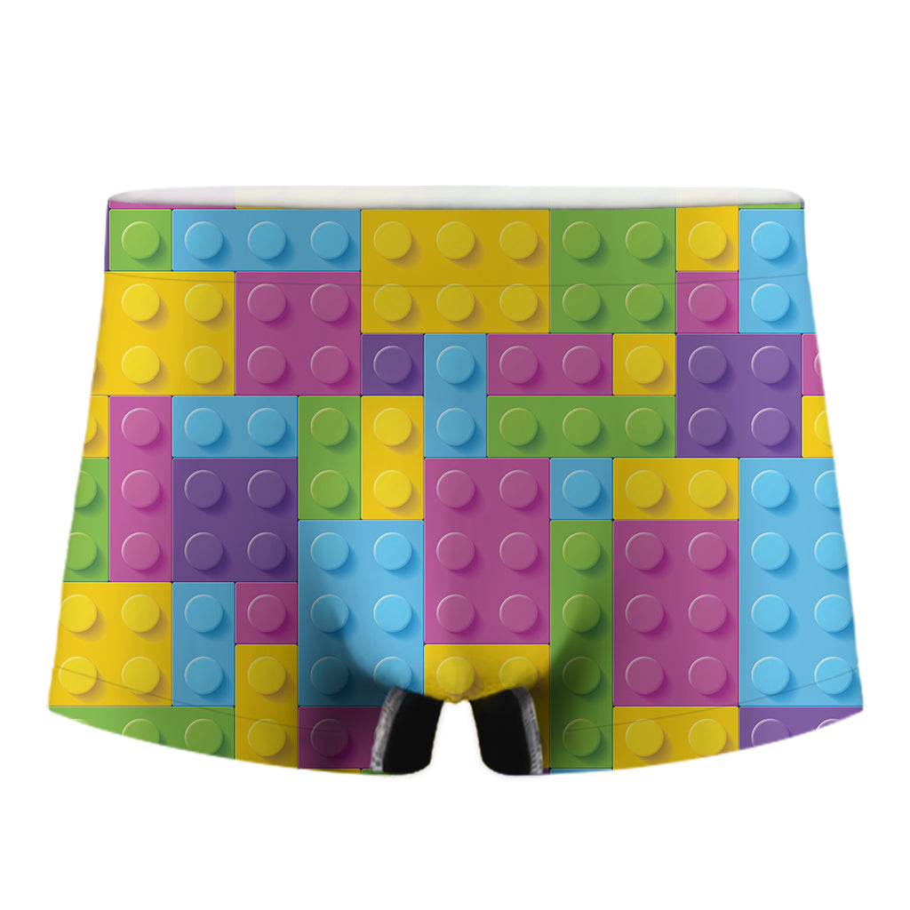 Colorful Building Blocks Pattern Print Men's Boxer Briefs