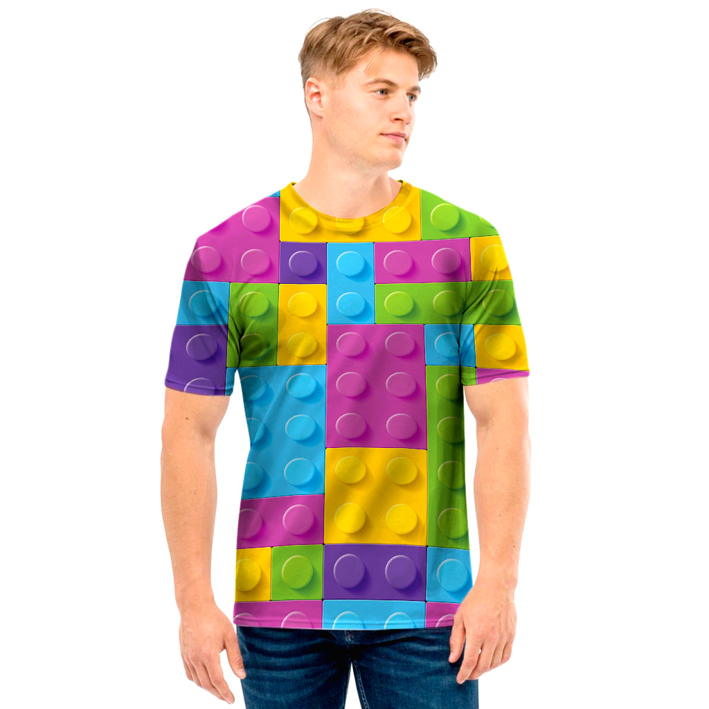 Colorful Building Blocks Pattern Print Men's T-Shirt