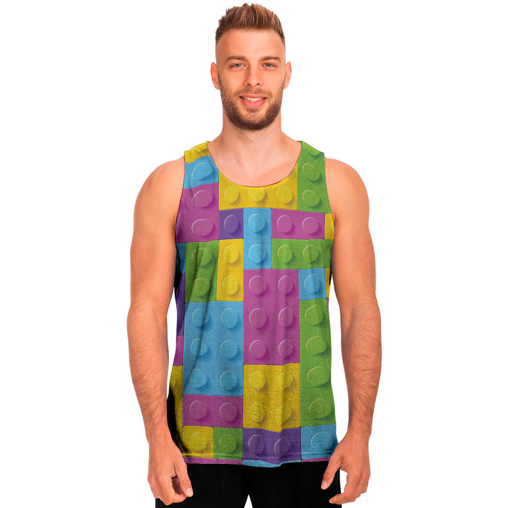 Colorful Building Blocks Pattern Print Men's Tank Top