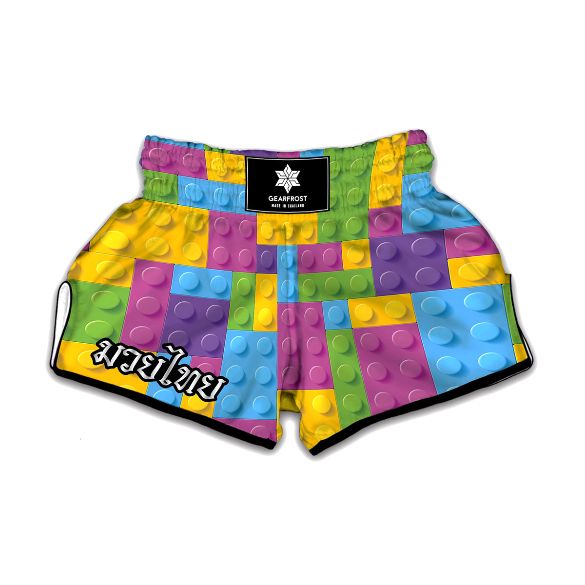 Colorful Building Blocks Pattern Print Muay Thai Boxing Shorts