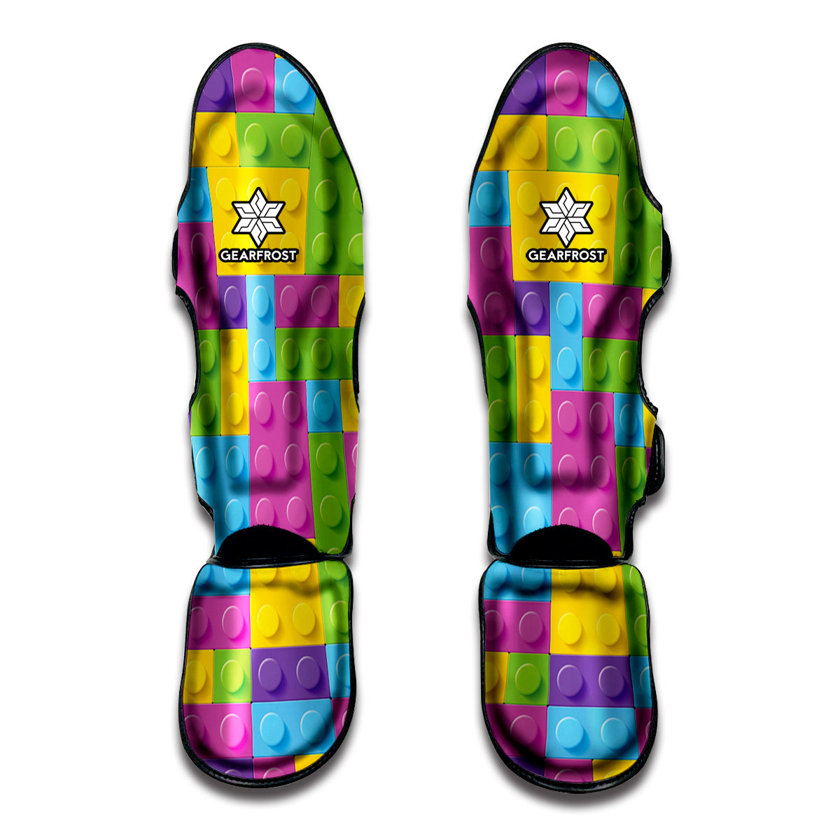 Colorful Building Blocks Pattern Print Muay Thai Shin Guards