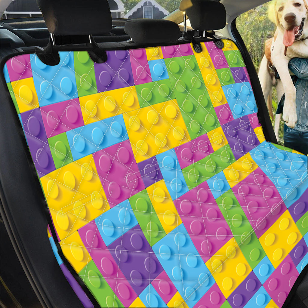 Colorful Building Blocks Pattern Print Pet Car Back Seat Cover