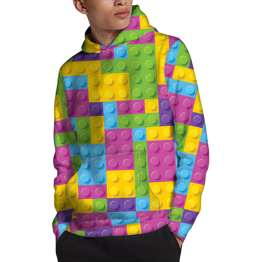 Colorful Building Blocks Pattern Print Pullover Hoodie