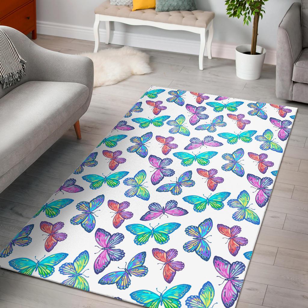 Colorful Butterfly Pattern Print Area Rug