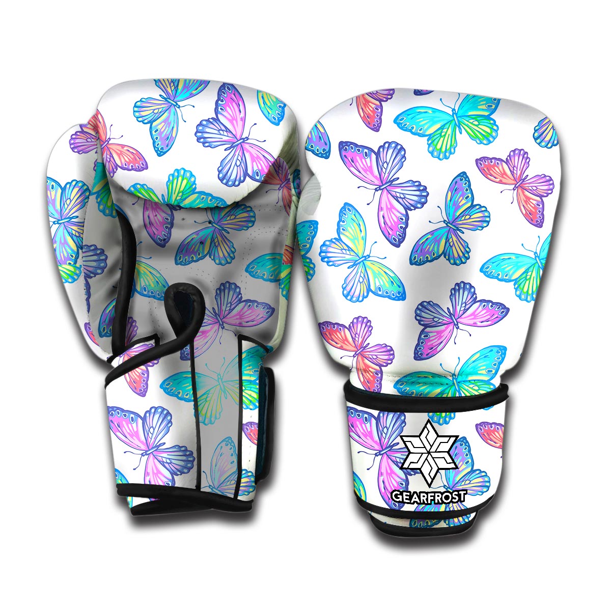 Colorful Butterfly Pattern Print Boxing Gloves