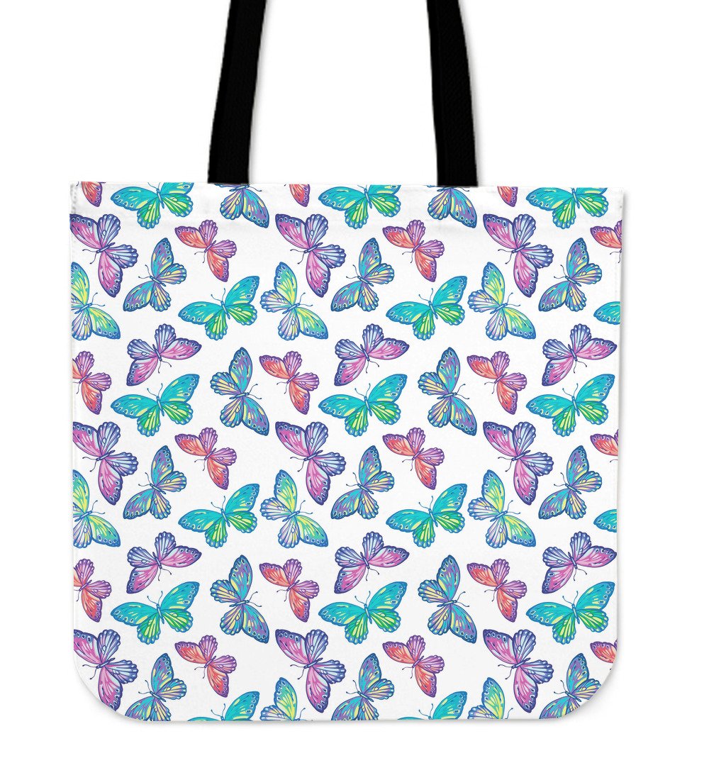 Colorful Butterfly Pattern Print Canvas Tote Bag