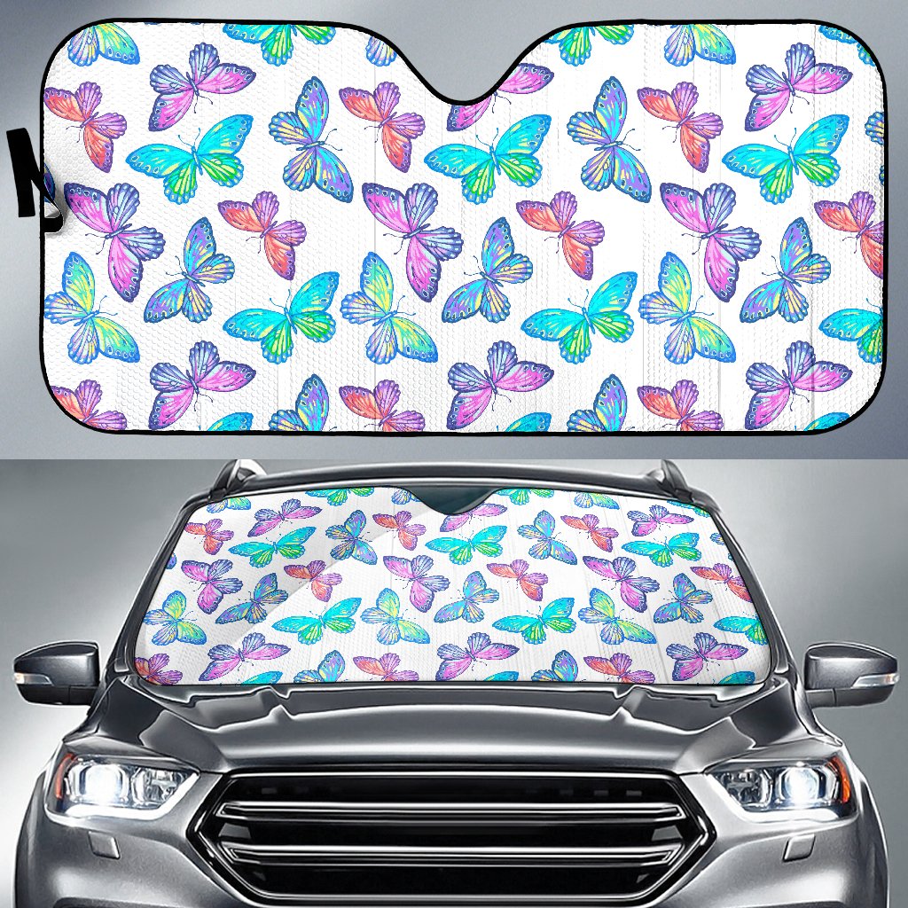 Colorful Butterfly Pattern Print Car Sun Shade