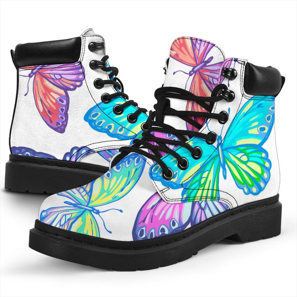 Colorful Butterfly Pattern Print Classic Boots