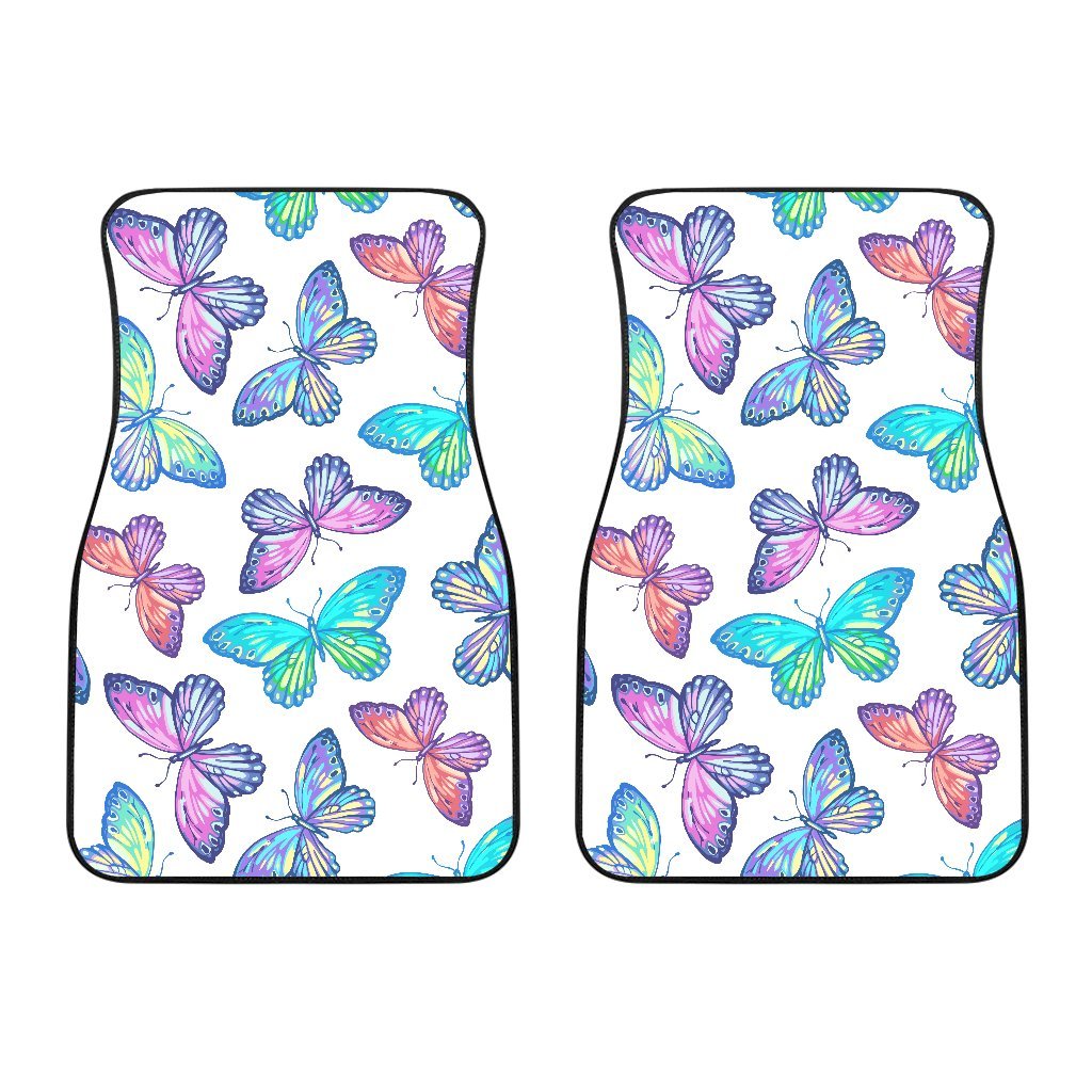 Colorful Butterfly Pattern Print Front Car Floor Mats