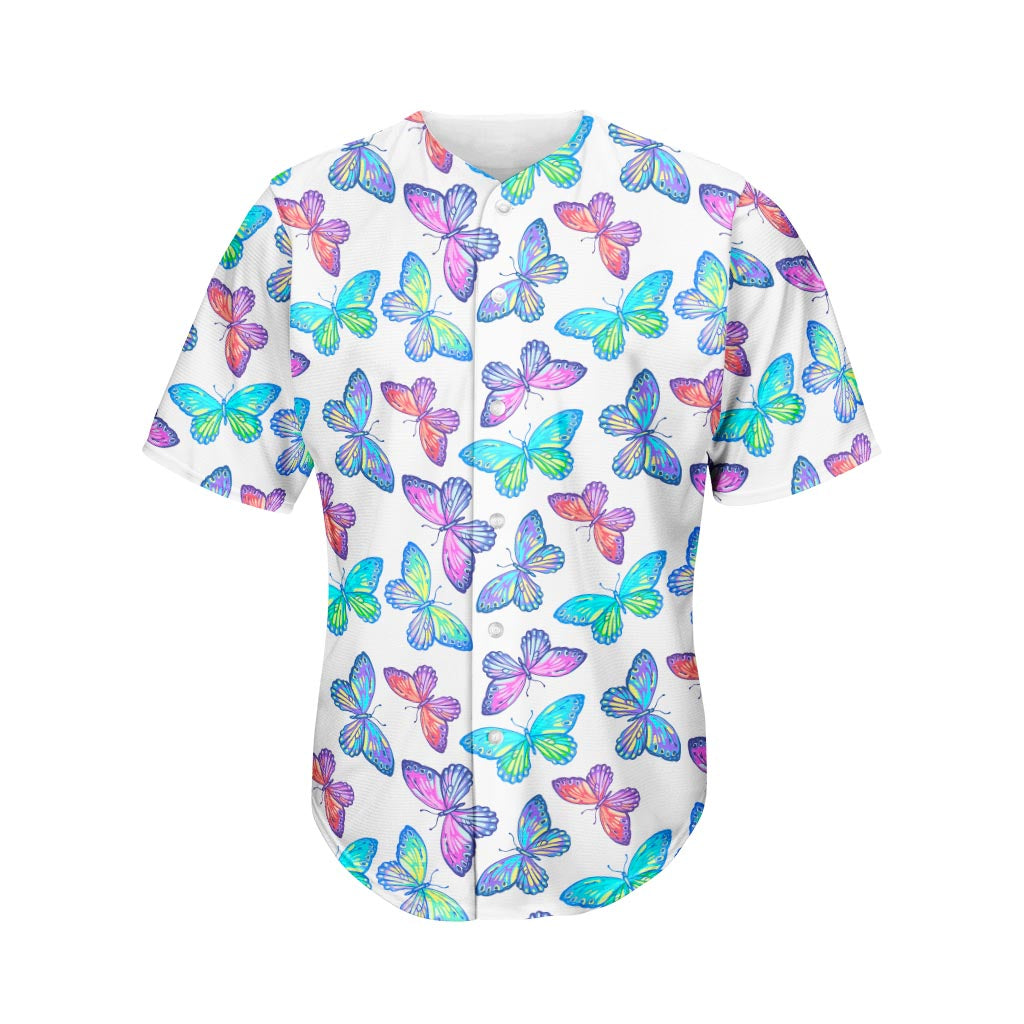 Colorful Butterfly Pattern Print Men's Baseball Jersey