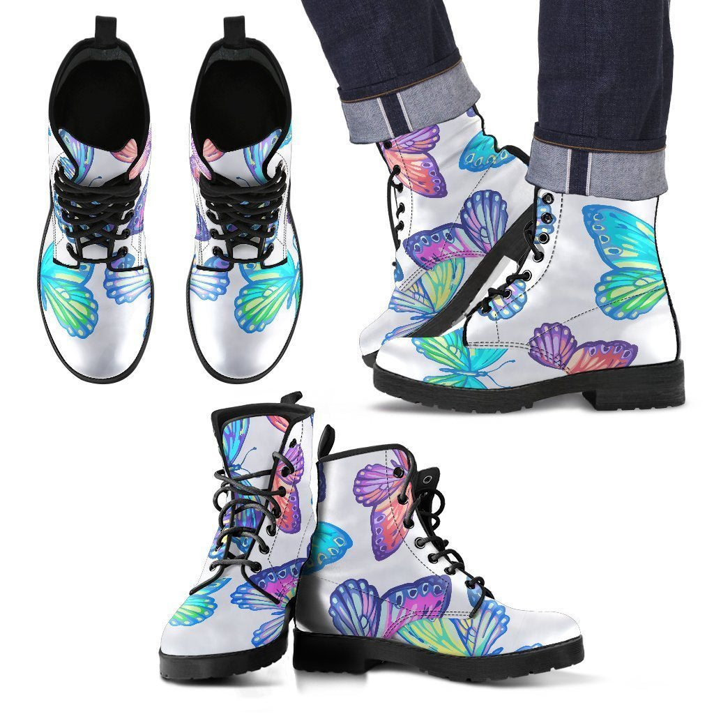 Colorful Butterfly Pattern Print Men's Boots