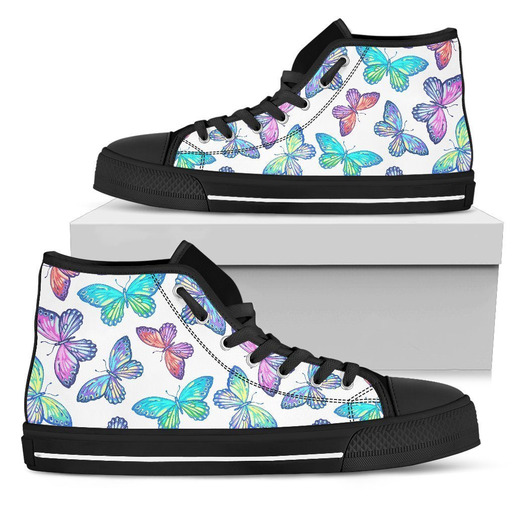 Colorful Butterfly Pattern Print Men's High Top Shoes