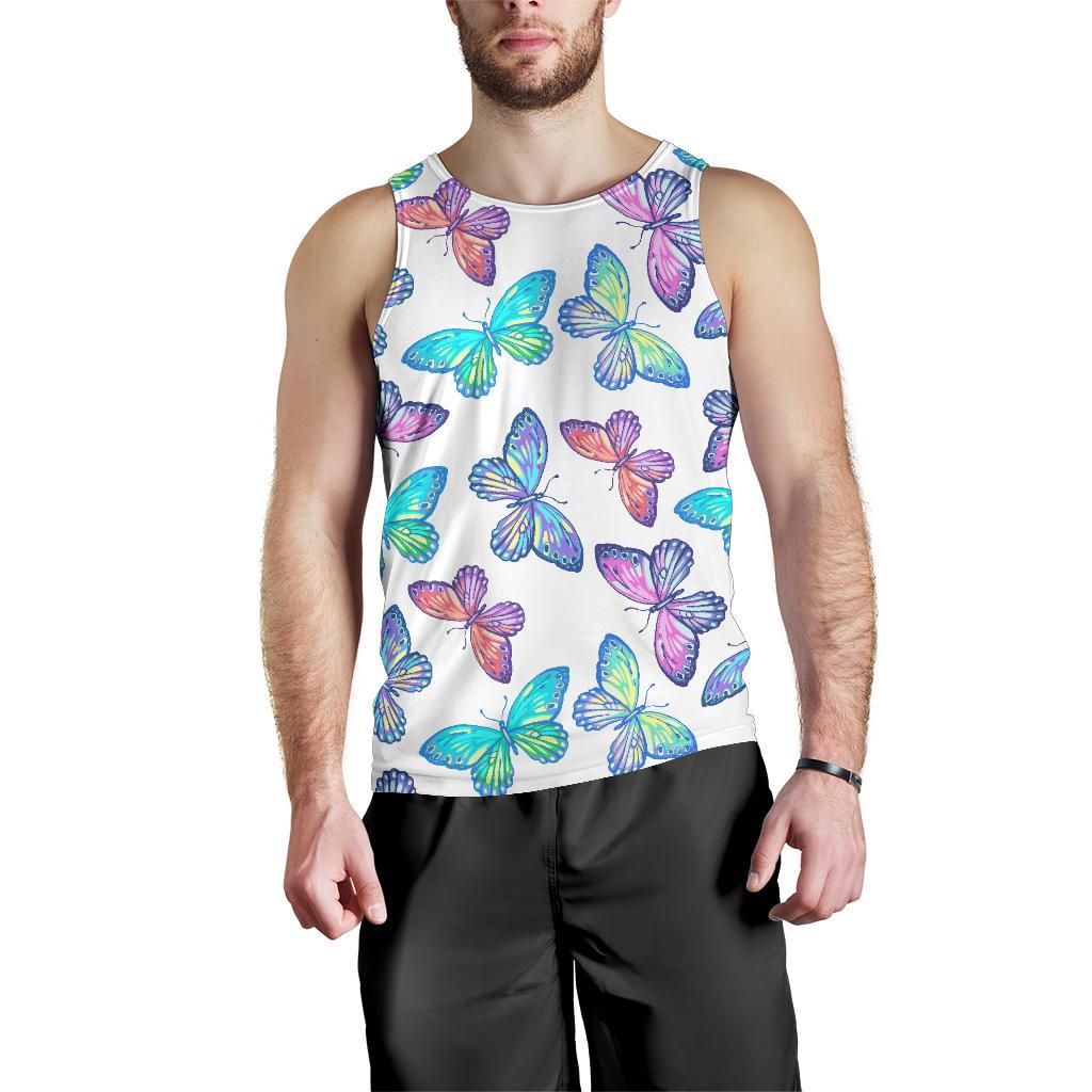 Colorful Butterfly Pattern Print Men's Tank Top