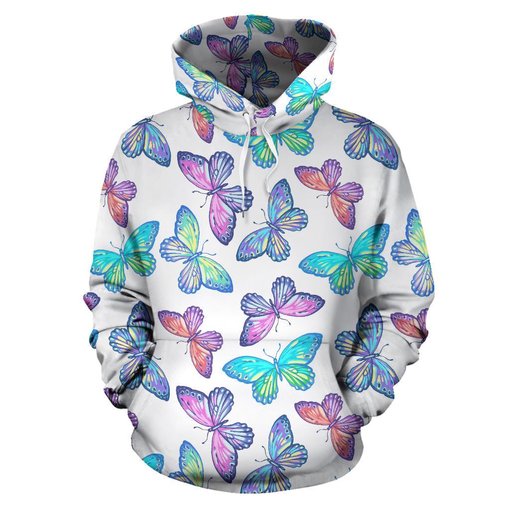 Colorful Butterfly Pattern Print Pullover Hoodie