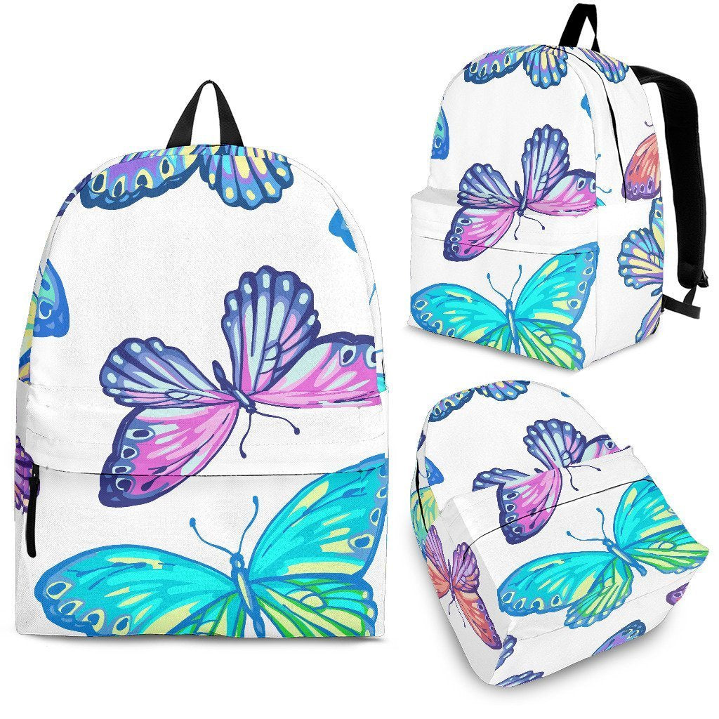 Colorful Butterfly Pattern Print School Backpack