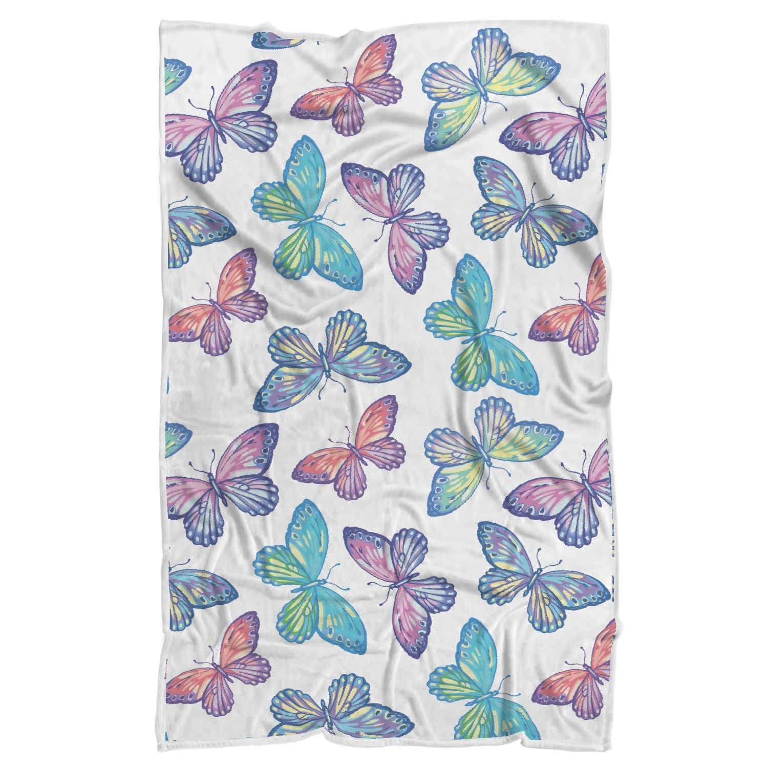 Colorful Butterfly Pattern Print Sherpa Blanket