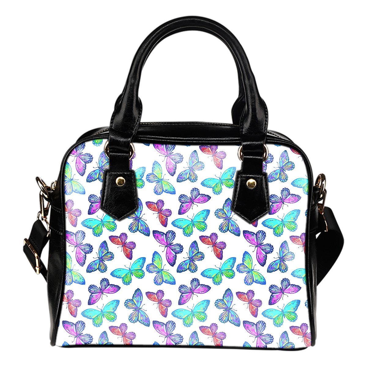 Colorful Butterfly Pattern Print Shoulder Handbag