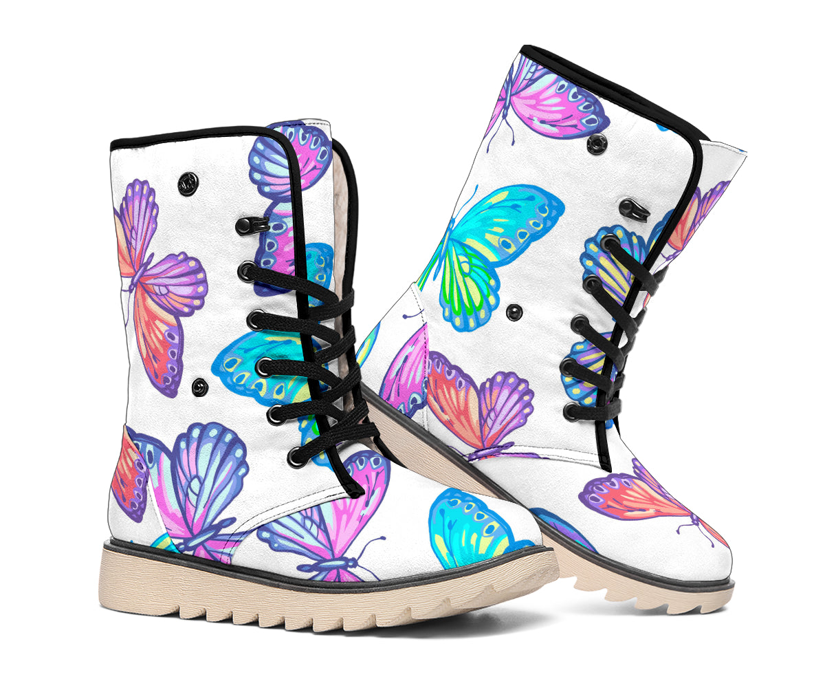 Colorful Butterfly Pattern Print Winter Boots