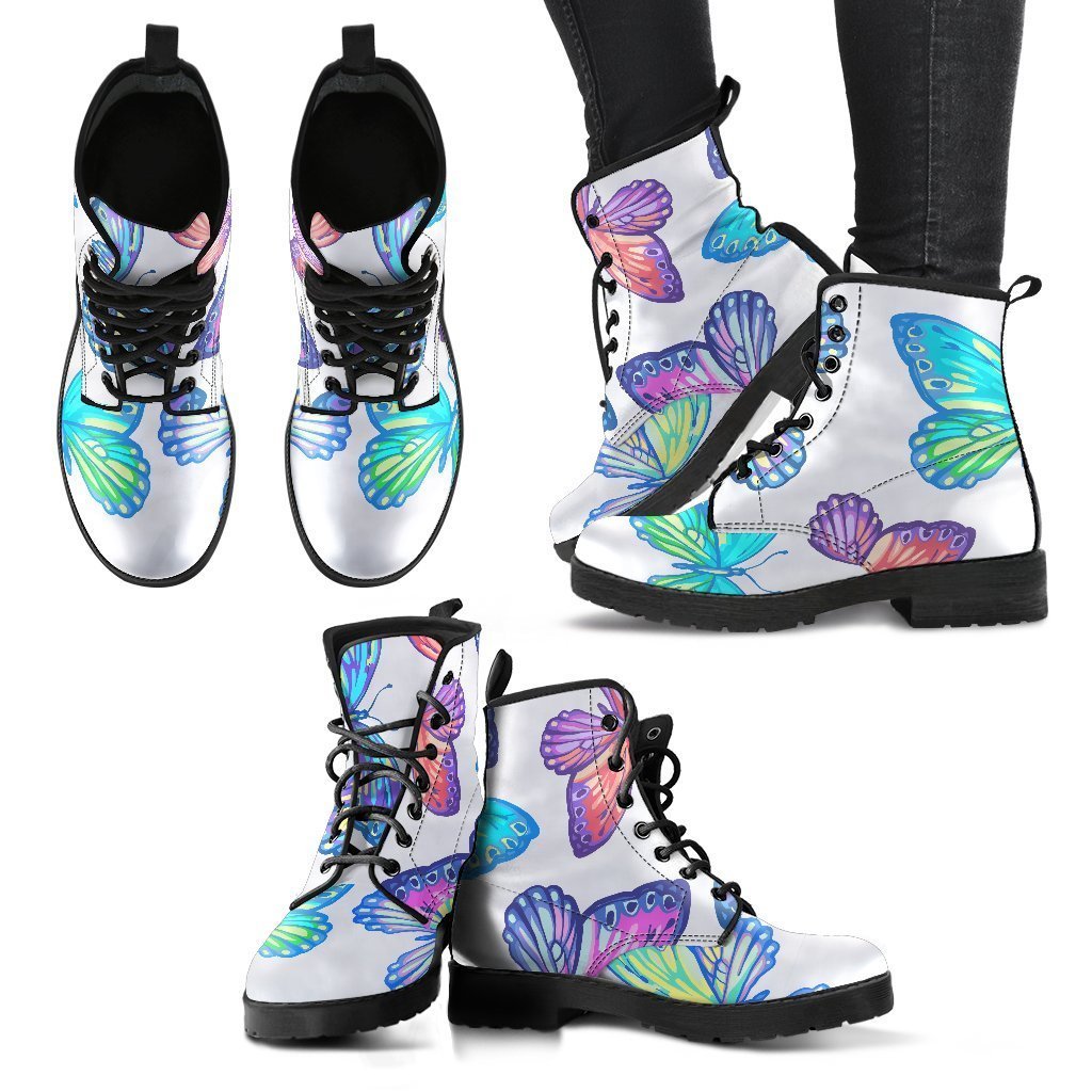 Colorful Butterfly Pattern Print Women's Boots