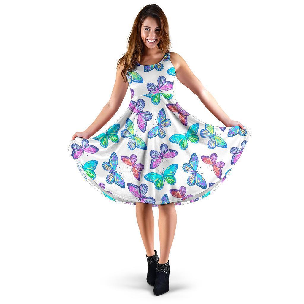 Colorful Butterfly Pattern Print Women's Dress