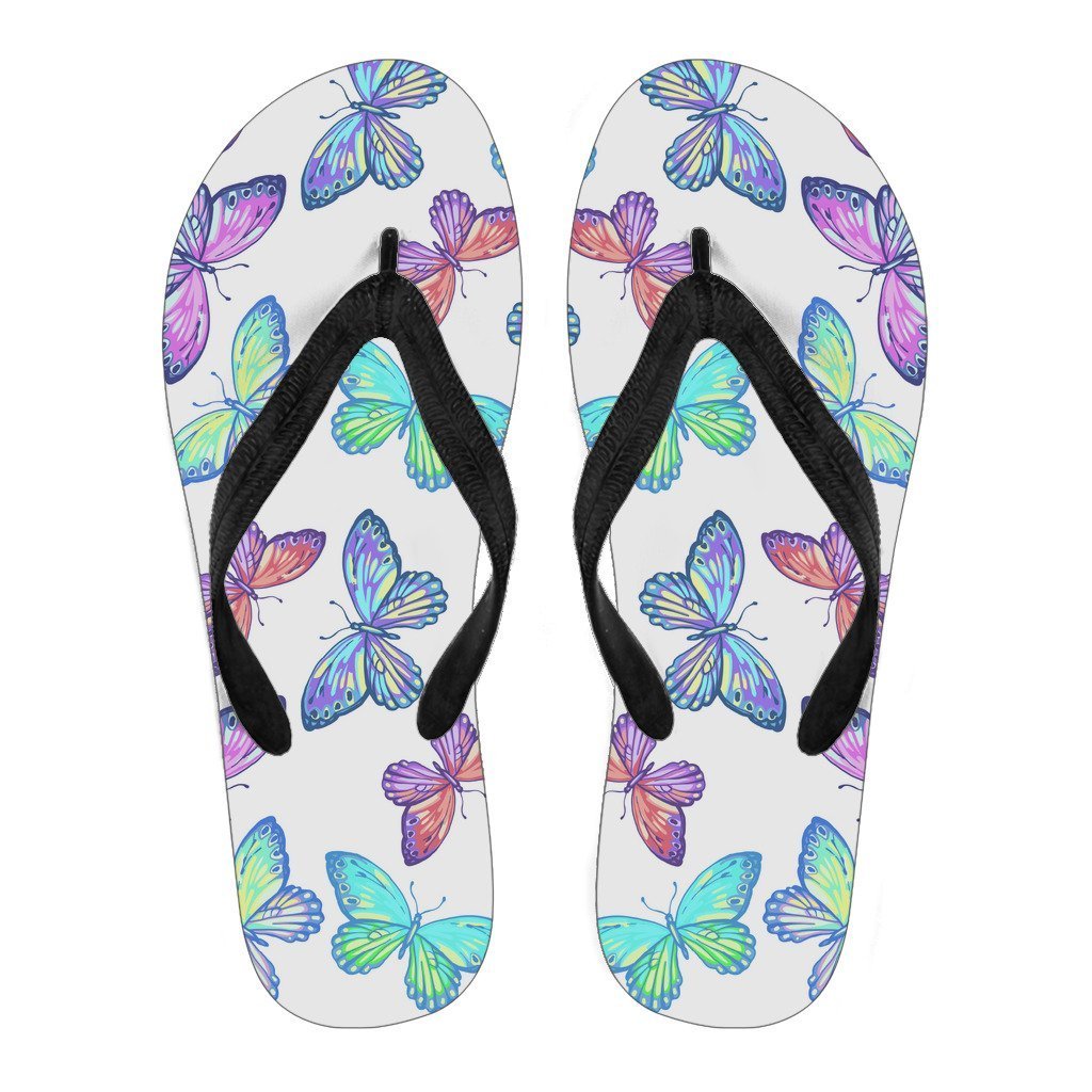 Colorful Butterfly Pattern Print Women's Flip Flops