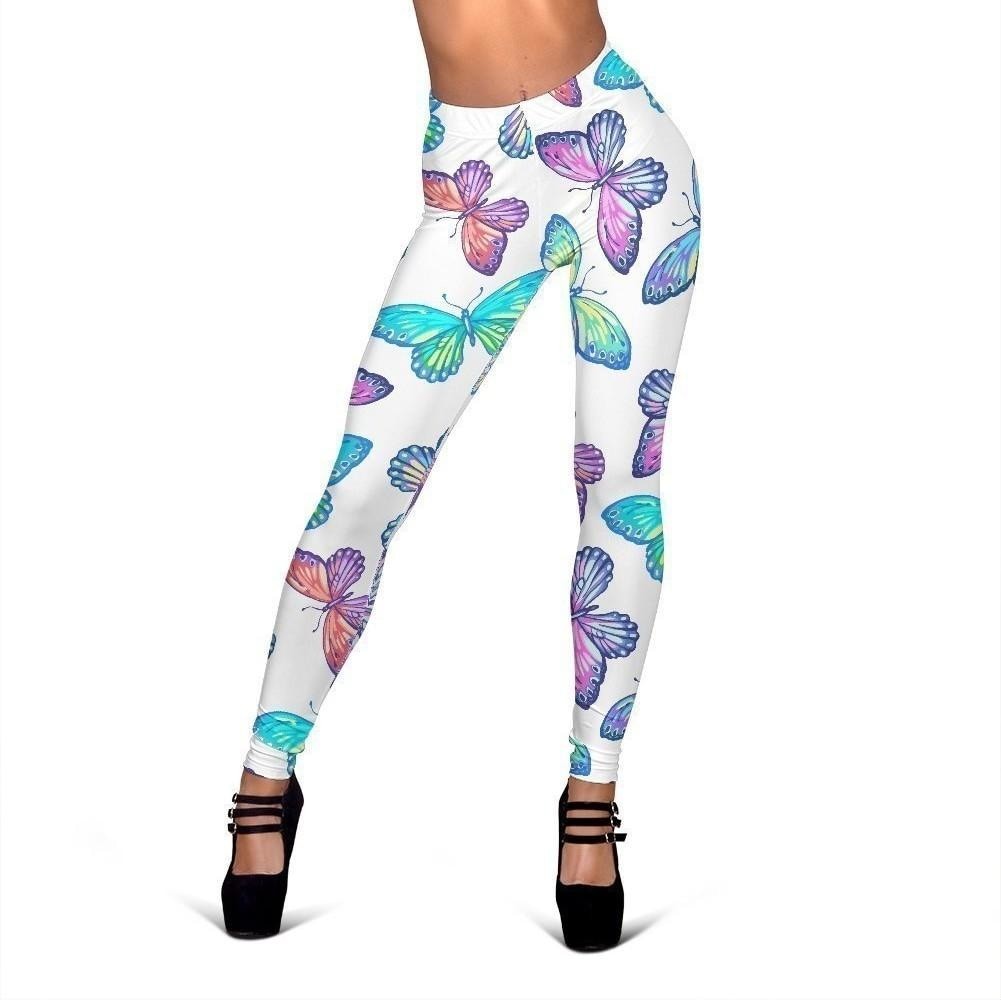 Colorful Butterfly Pattern Print Women's Leggings