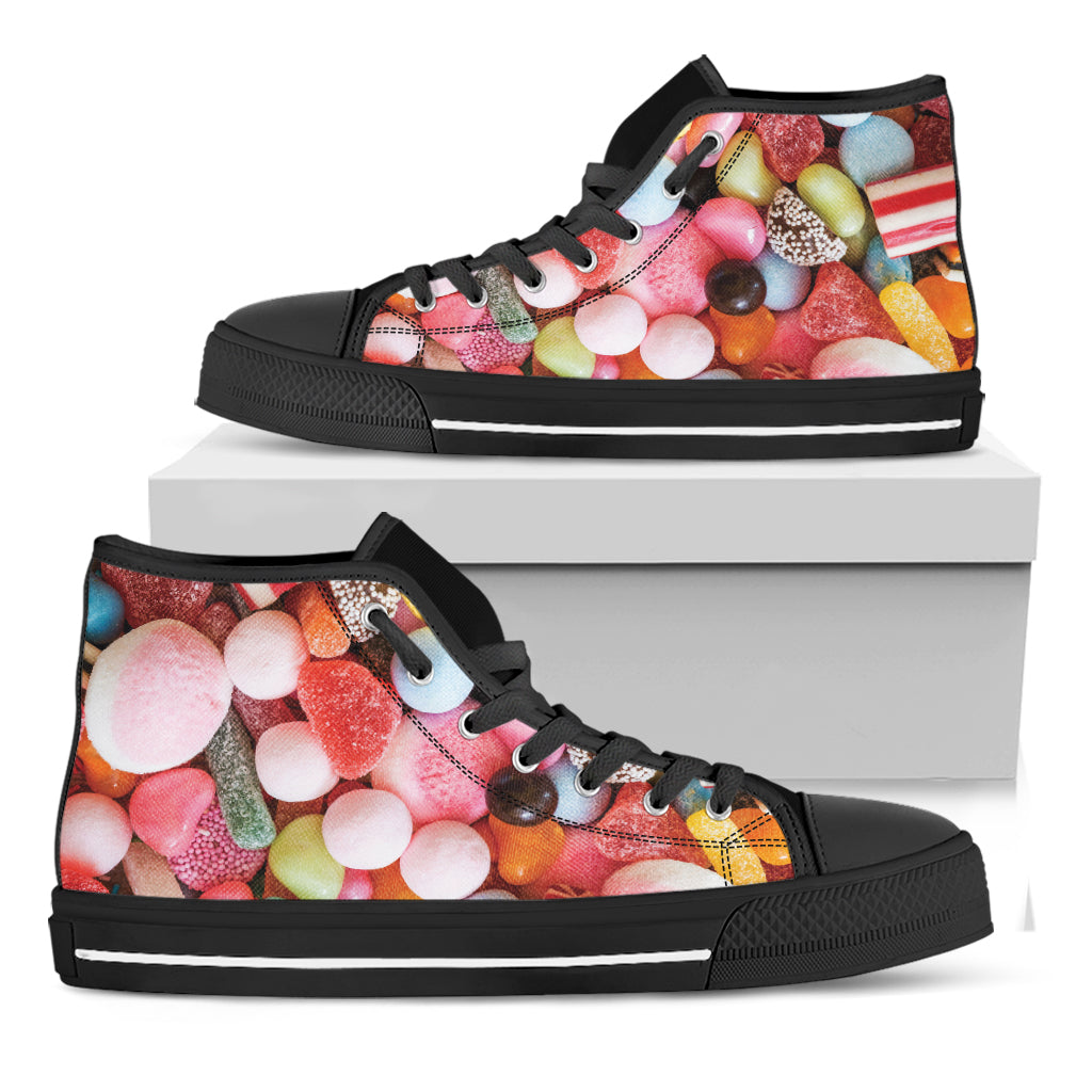 Colorful Candy And Jelly Print Black High Top Shoes