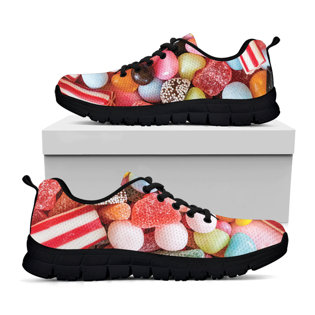 Colorful Candy And Jelly Print Black Sneakers