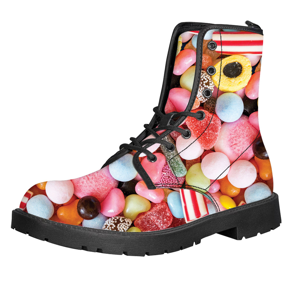 Colorful Candy And Jelly Print Leather Boots