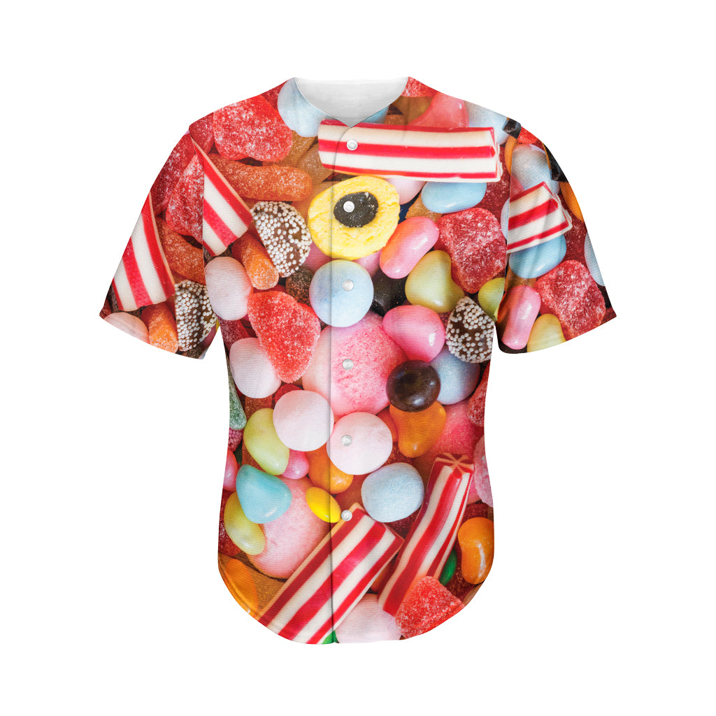 Colorful Candy And Jelly Print Men's Baseball Jersey