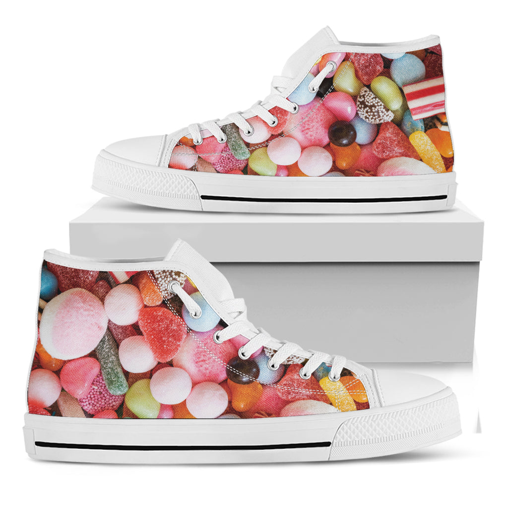 Colorful Candy And Jelly Print White High Top Shoes