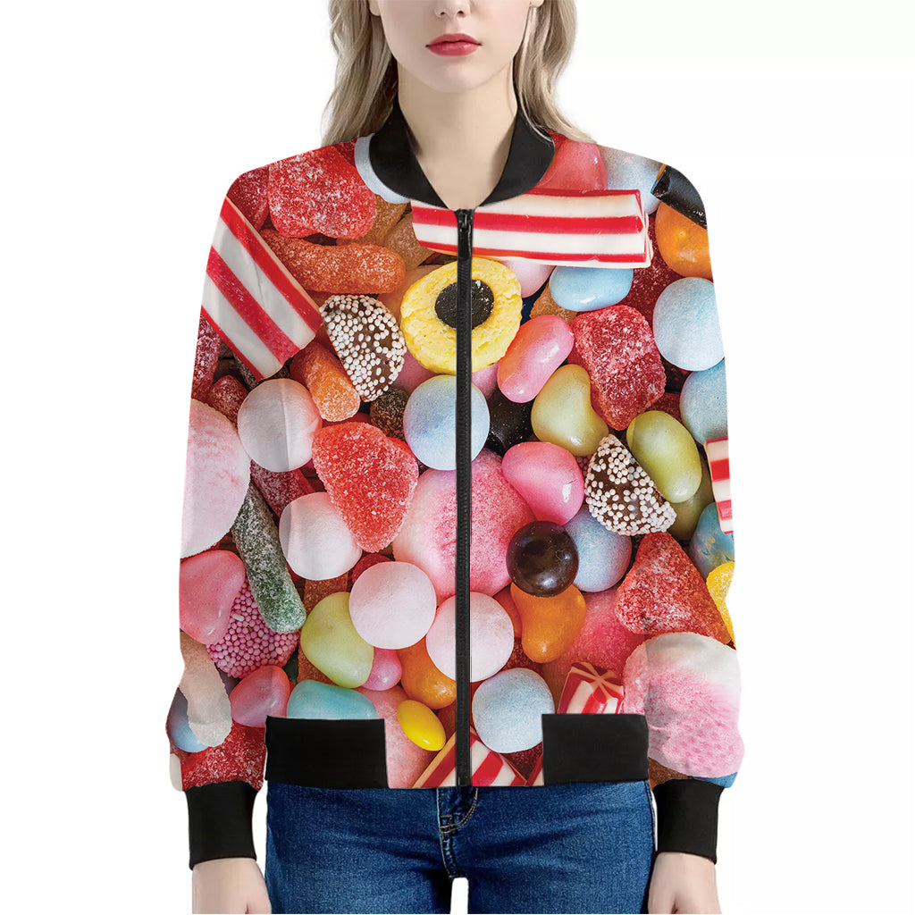 Colorful Candy And Jelly Print Women's Bomber Jacket