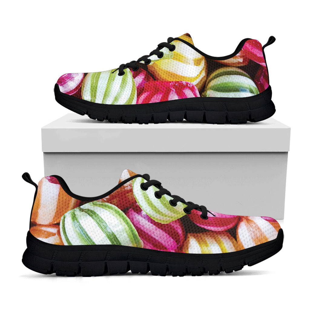 Colorful Candy Ball Print Black Sneakers