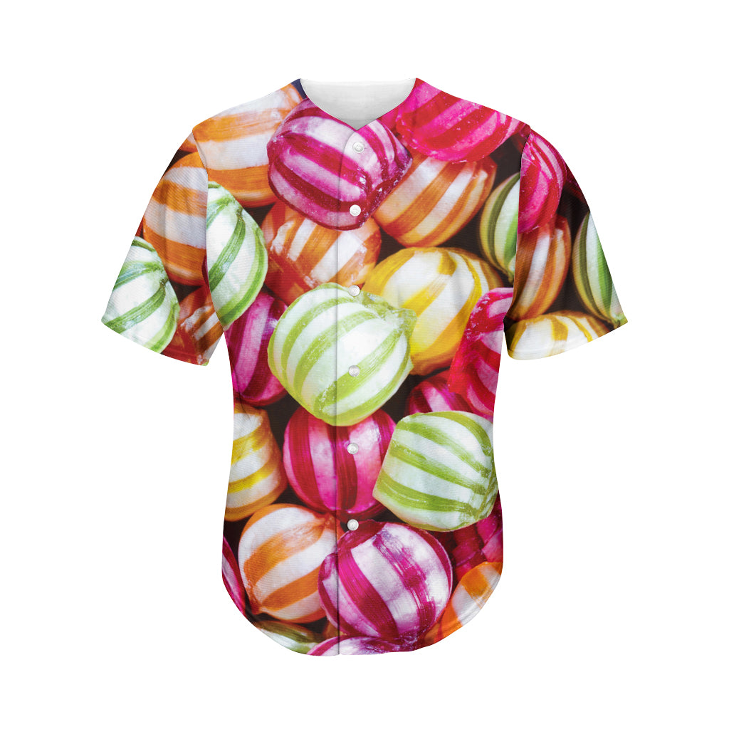 Colorful Candy Ball Print Men's Baseball Jersey