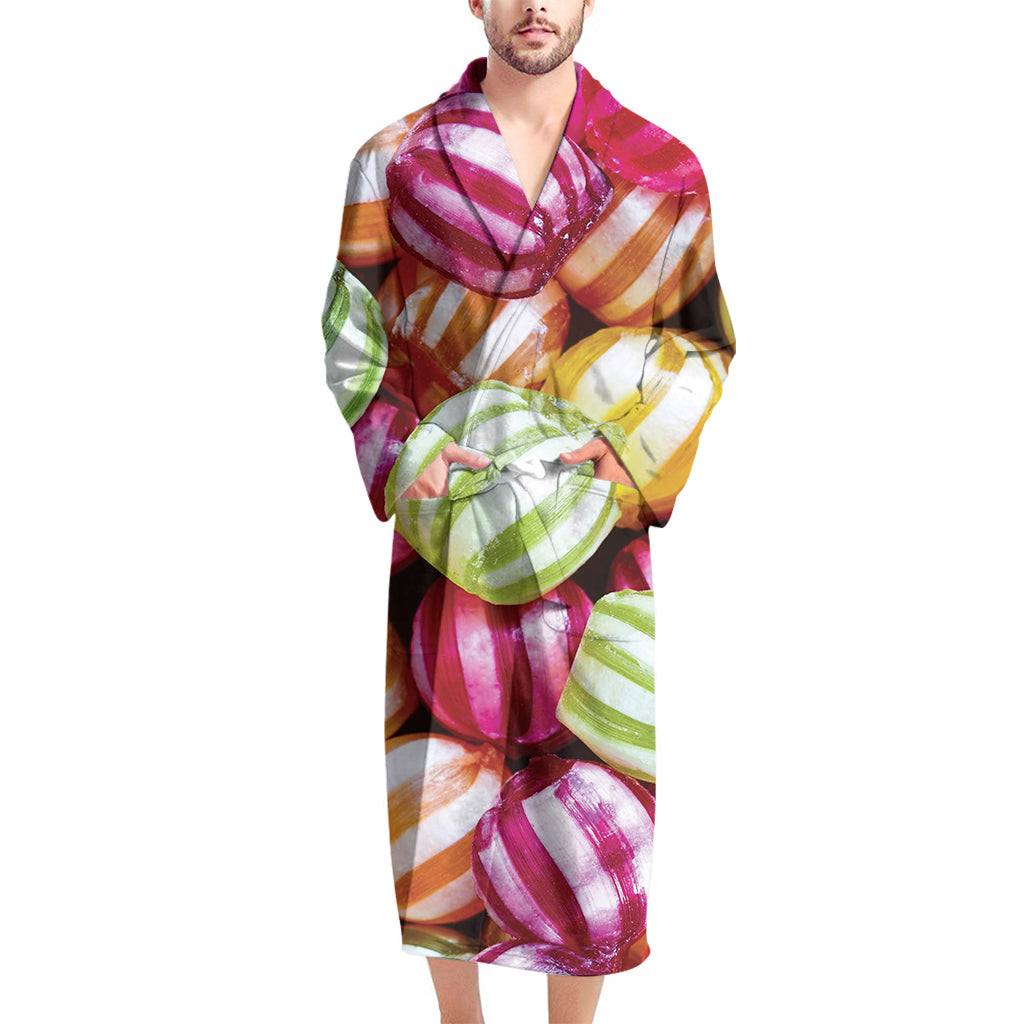 Colorful Candy Ball Print Men's Bathrobe