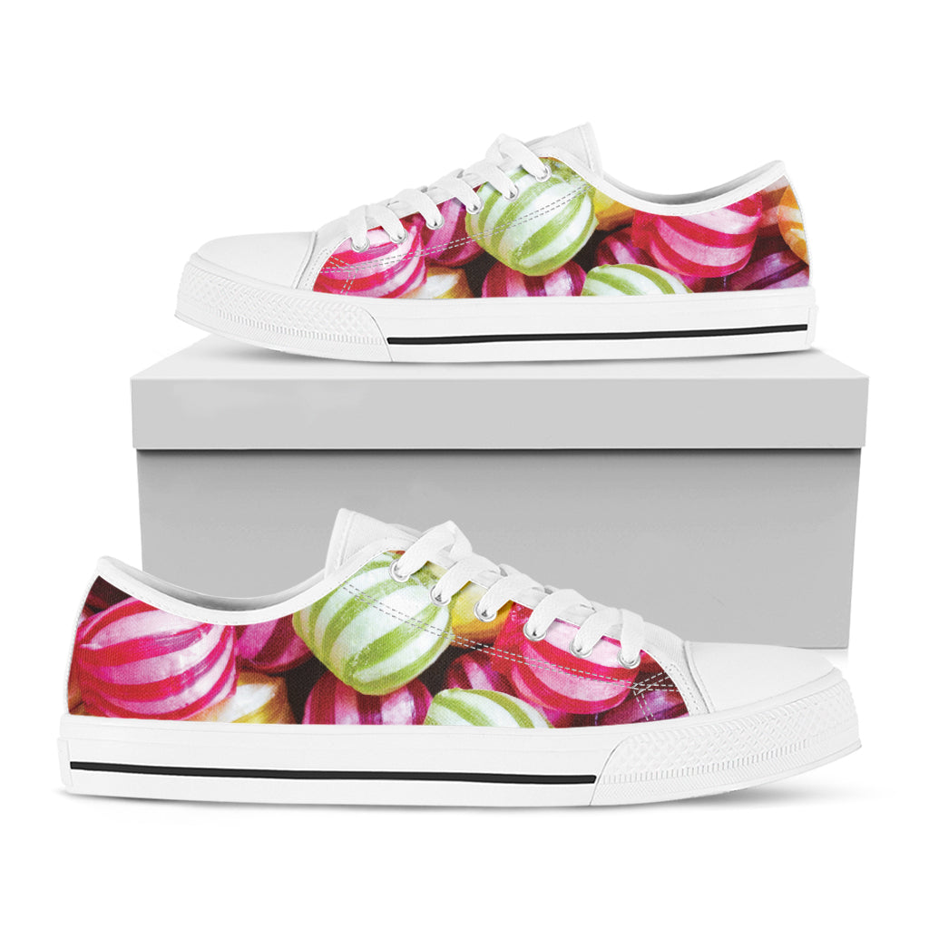 Colorful Candy Ball Print White Low Top Shoes