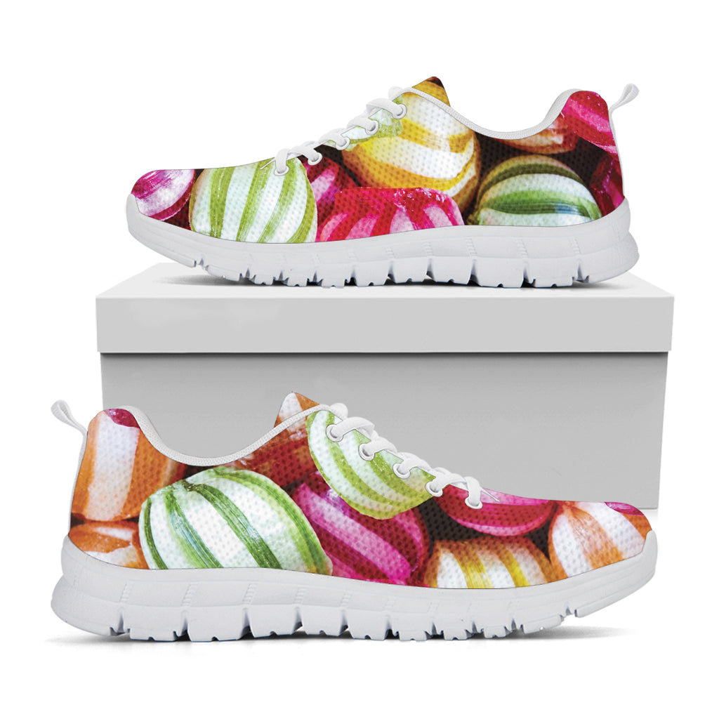 Colorful Candy Ball Print White Sneakers