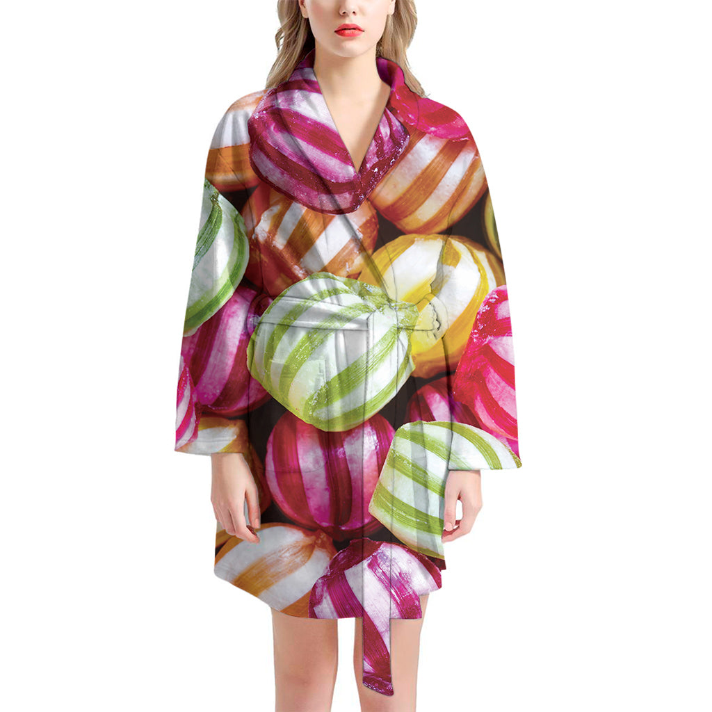 Colorful Candy Ball Print Women's Bathrobe