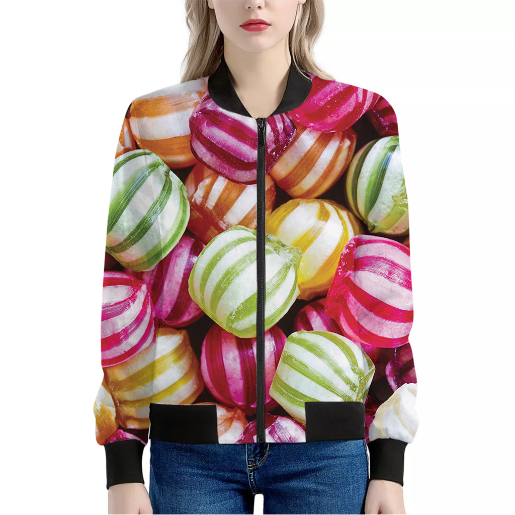 Colorful Candy Ball Print Women's Bomber Jacket