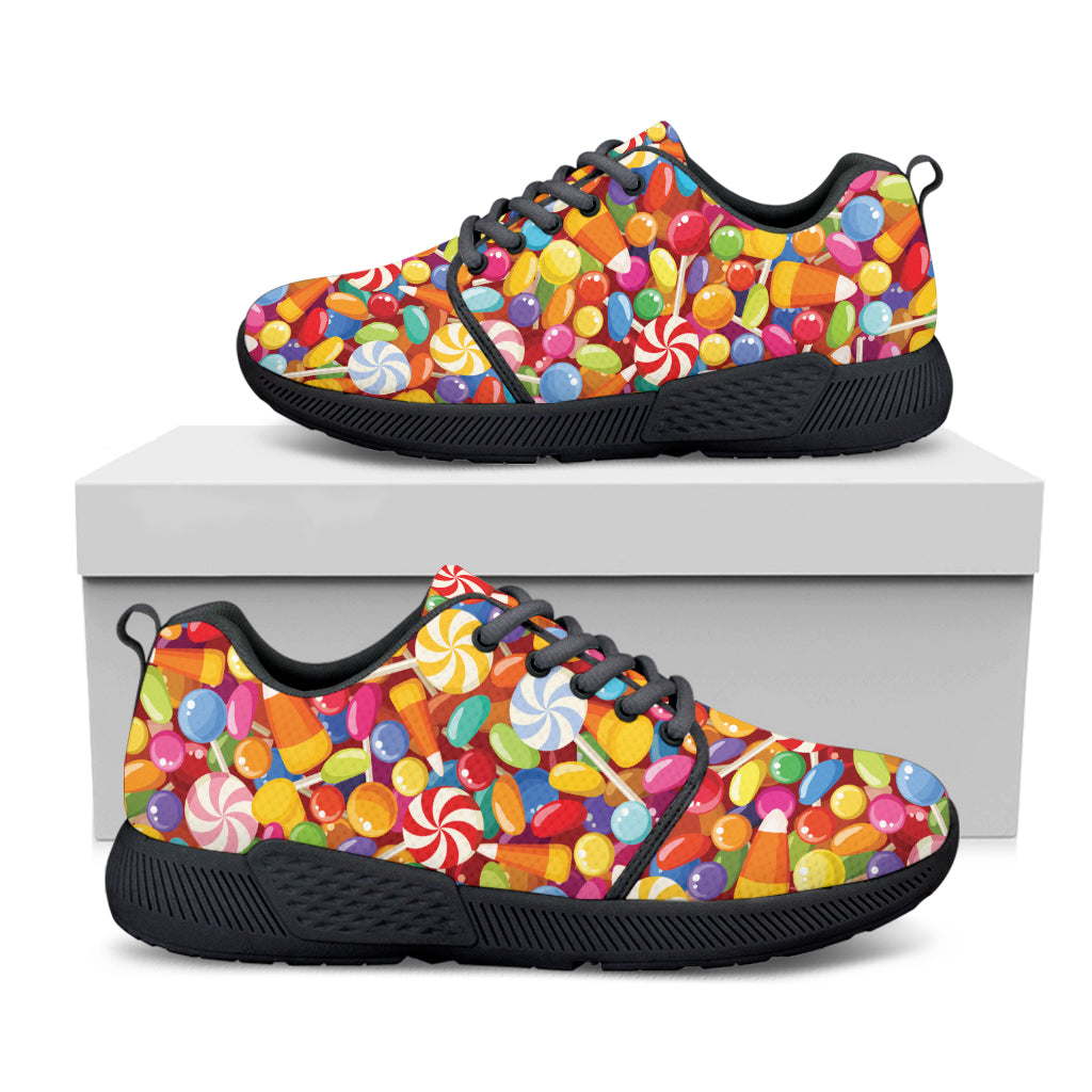 Colorful Candy Pattern Print Black Athletic Shoes