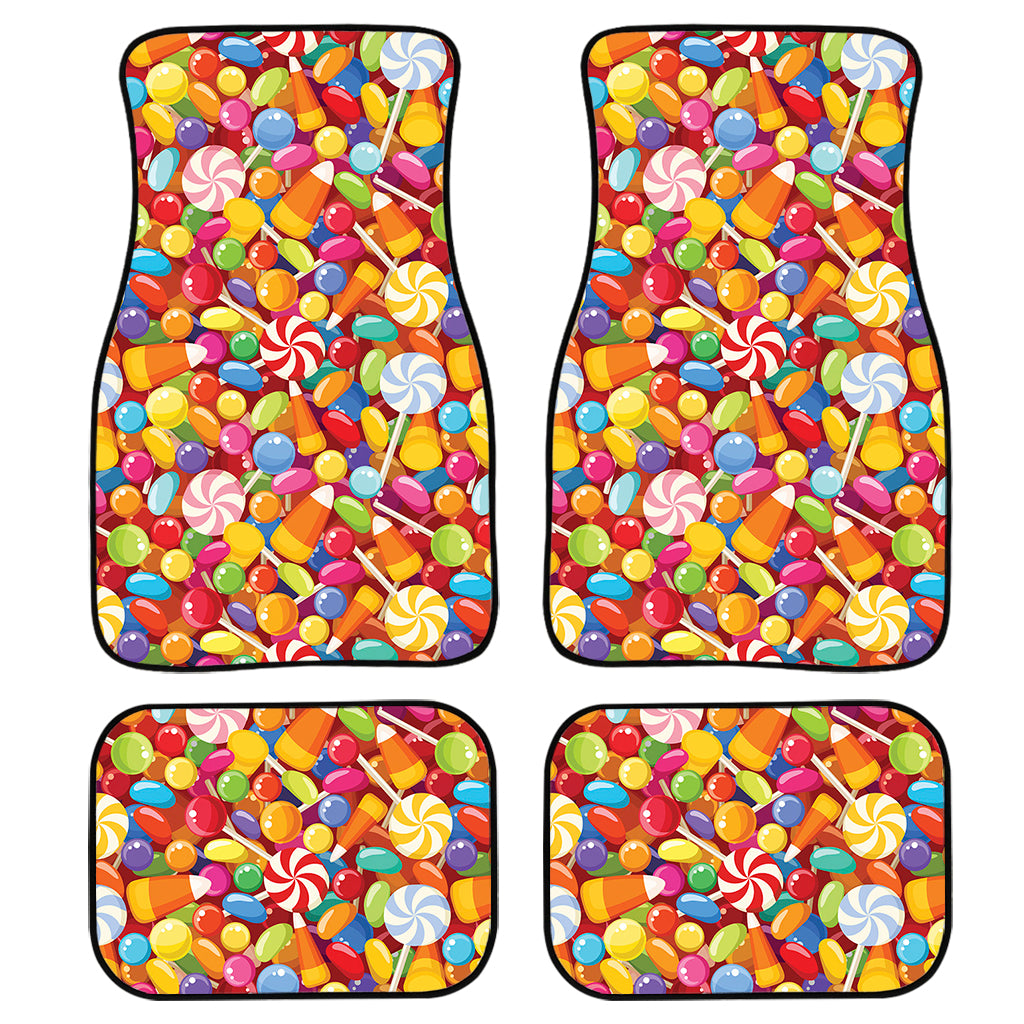 Colorful Candy Pattern Print Front and Back Car Floor Mats