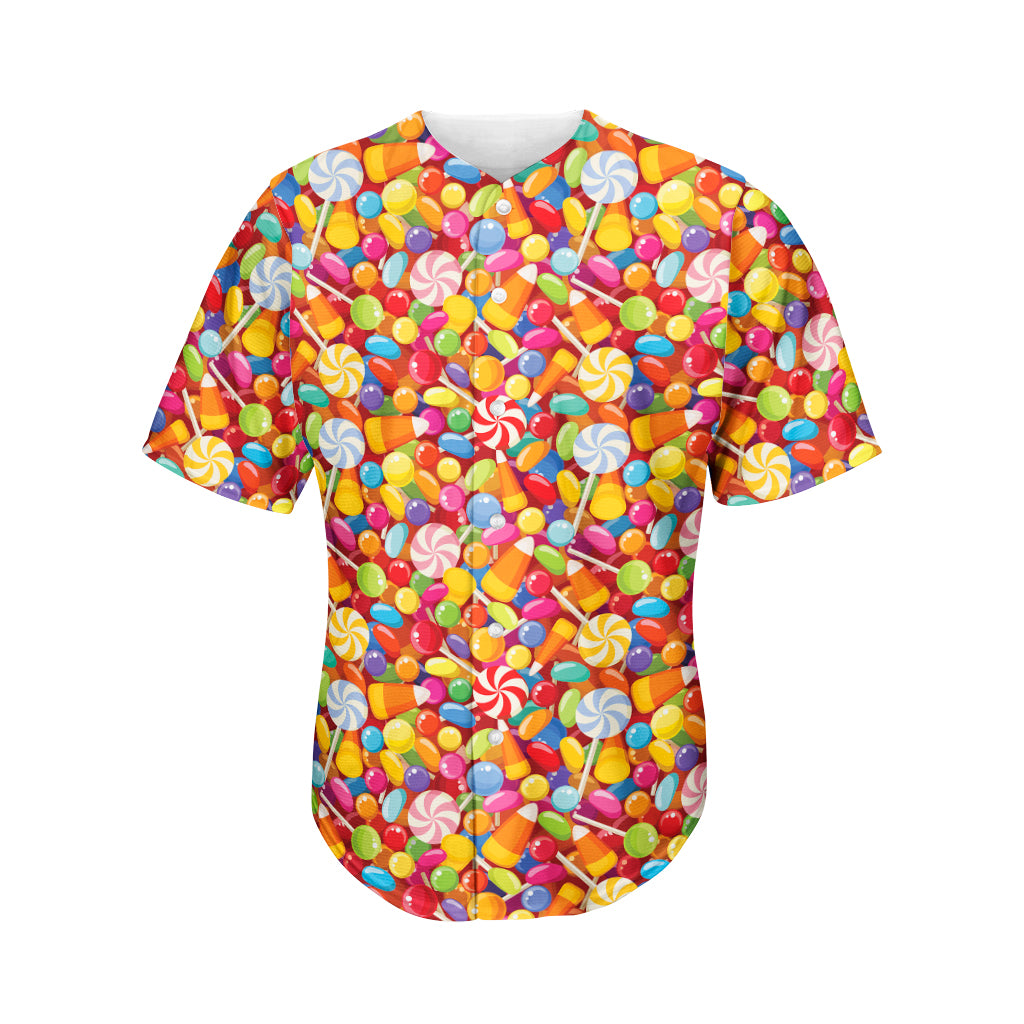 Colorful Candy Pattern Print Men's Baseball Jersey