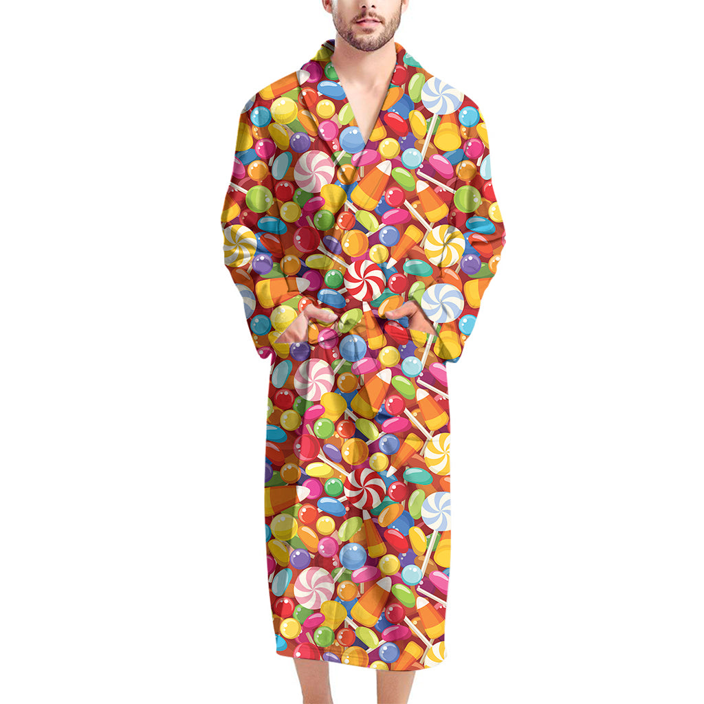 Colorful Candy Pattern Print Men's Bathrobe