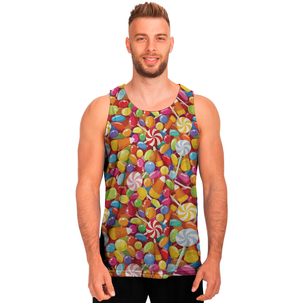 Colorful Candy Pattern Print Men's Tank Top