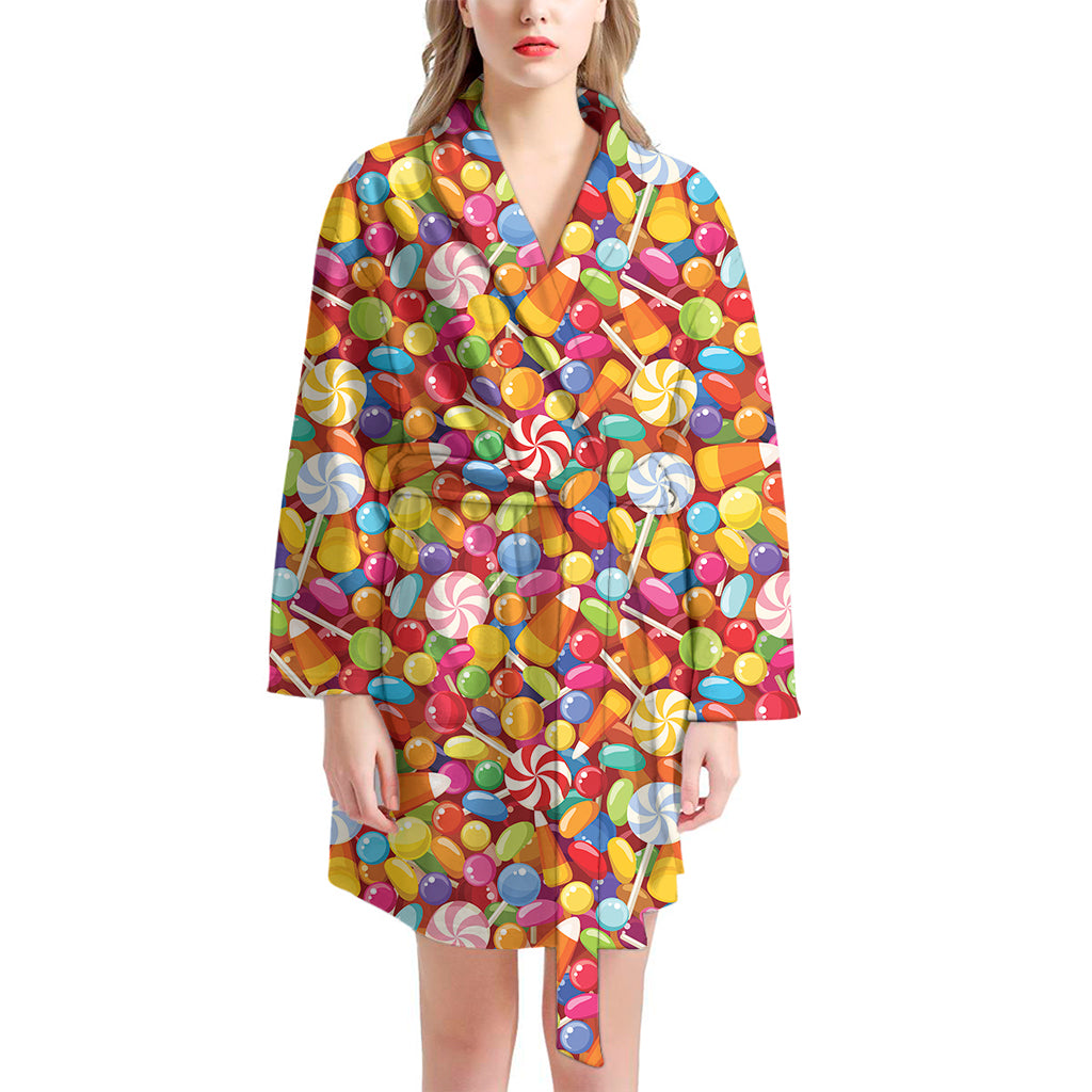 Colorful Candy Pattern Print Women's Bathrobe