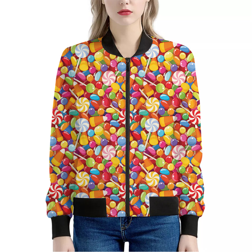 Colorful Candy Pattern Print Women's Bomber Jacket